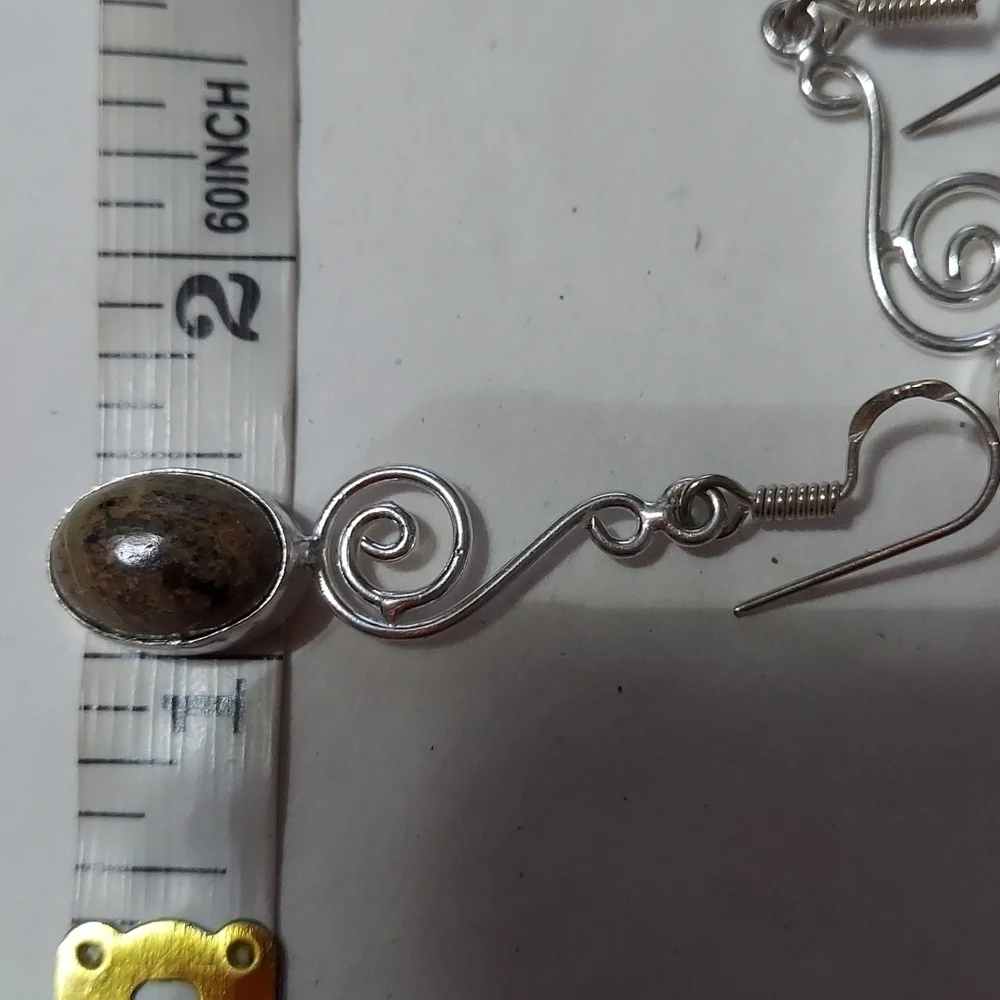 STERLING Silver Unakite Jasper Earrings